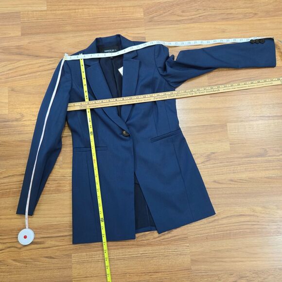 NEW Lafayette 148 Womens sz 0 Petite 0P Stretch Wool Single Button Blazer Blue - Picture 15 of 15